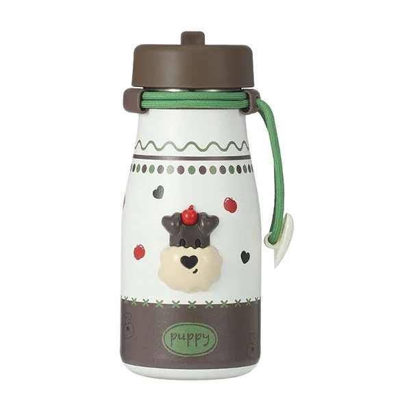 Butelka na mleko ze stali nierdzewnej ze słomką